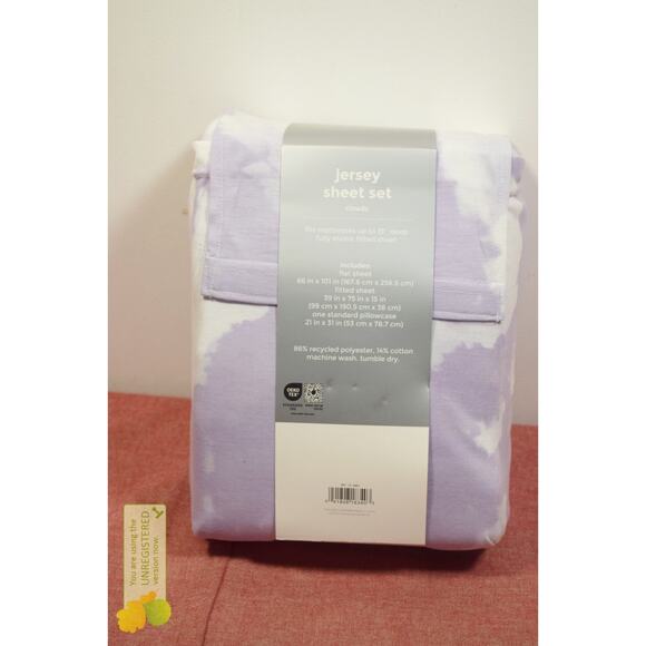 Makers Collective Teen Twin Cloud Jersey Sheet Set Light Purple* - Picture 3 of 4